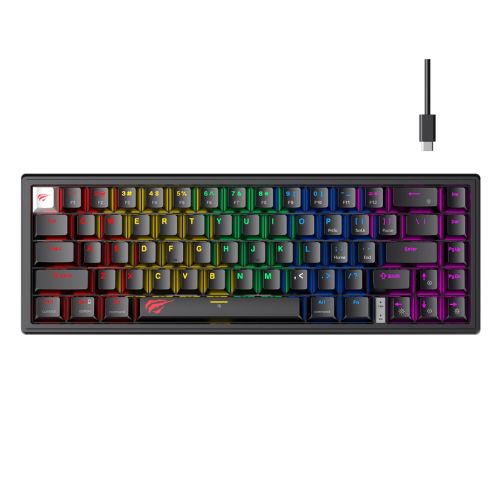CLAVIER MECANIQUE GAMING HAVIT KB874L 67 KEY RED-SWITCH RGB BLACK